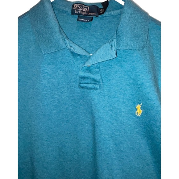 Polo Ralph Lauren Custom Fit Men's Polo Shirt Large Green‎ Heather Embroidered - Picture 4 of 5